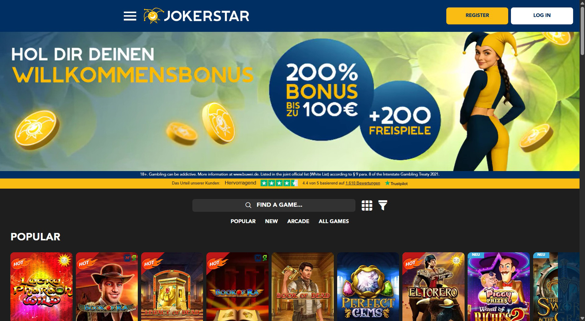 4. Jokerstar – Vertrauenswürdige Sofort Casino Option